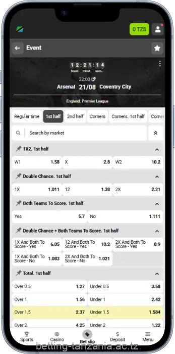 The WinWin app offers live betting to users in Tanzania