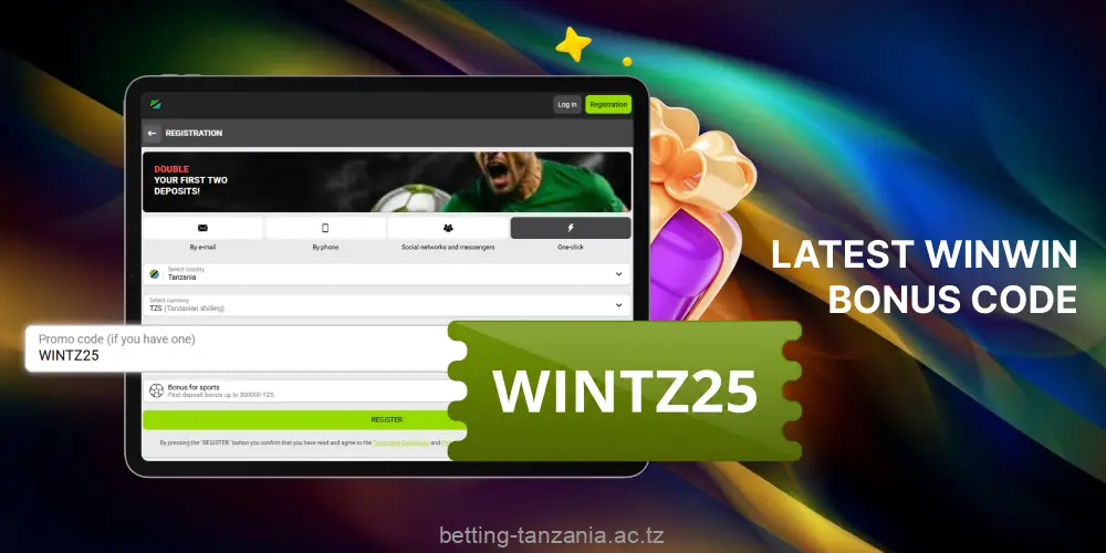 The WinWin promo code gives new bettors from Tanzania access to a first-deposit bonus for sports betting