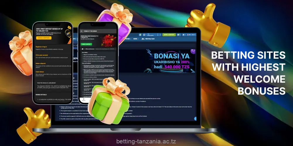 The best betting sites with Welcome bonuses available to players from Tanzania
