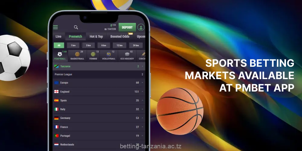 Pmbet App Tanzania provide a variety of betting options, including live betting